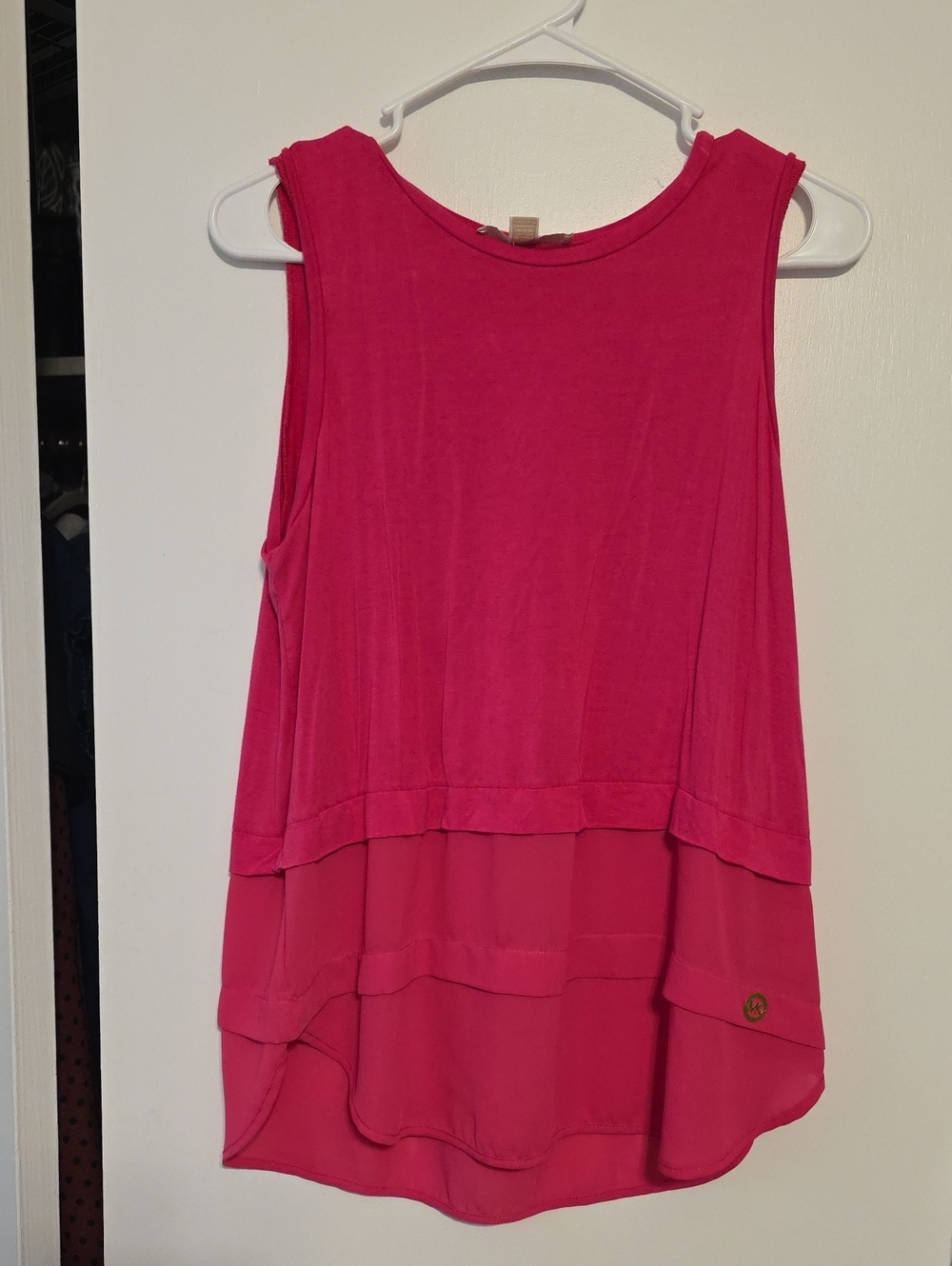 Michael Kors Fuchsia Tiered Sleeveless Tank